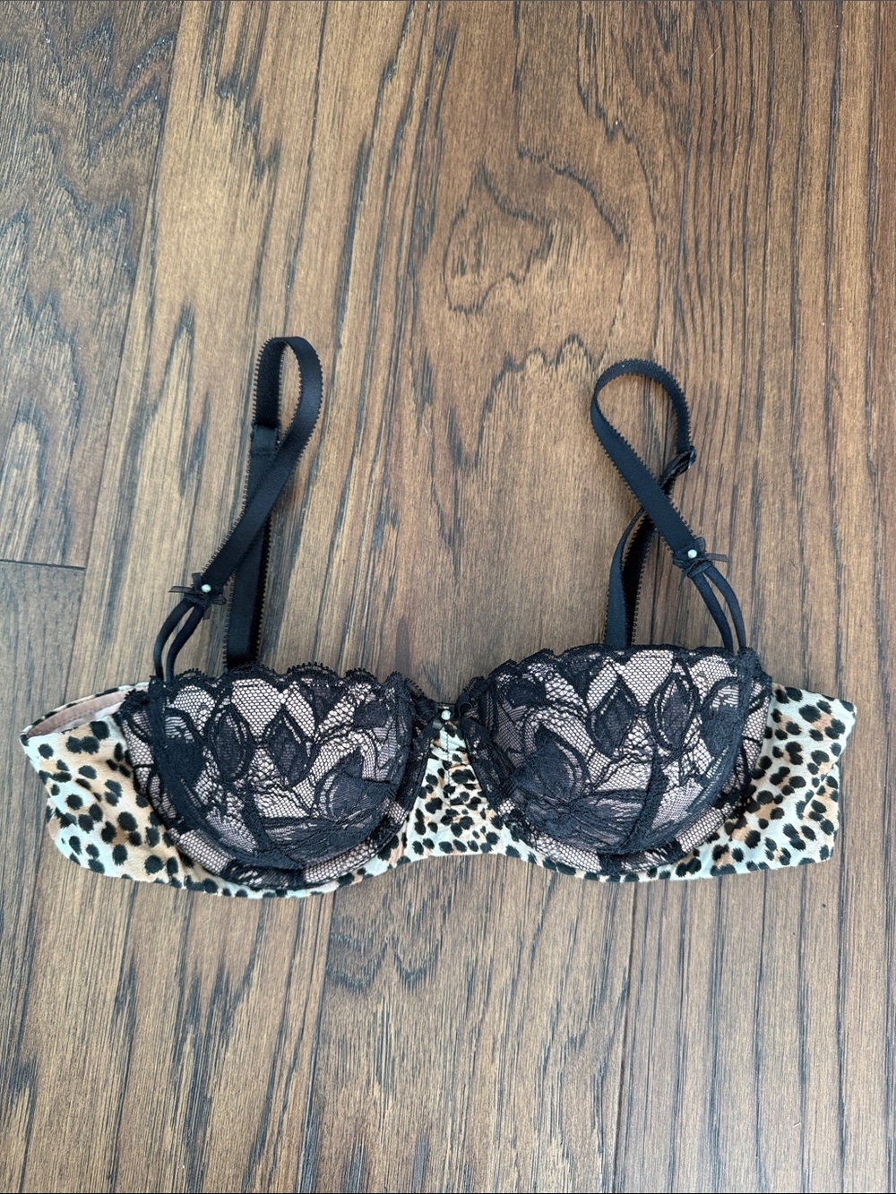 Victoria's Secret Leopard & Black Lace Balconette Bra